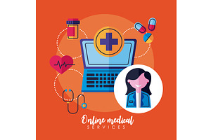online medical in laptop, a Healthcare Illustration by studiogstock