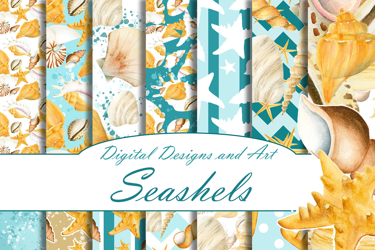 Seashell paper pack, a Pattern Graphic by DarinaDigital (Photo 1 of 4)