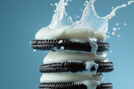 Milk Splashing on Chocolate Cookies, a Background Photo by Pixeness