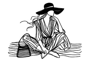 Fashion models in hat sketch