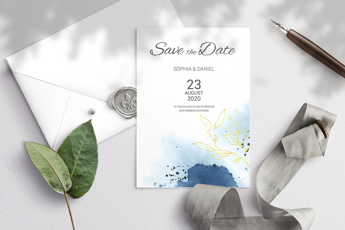 Indigo Wedding Invitation Siute, an Invitation Template by Nebbia (Photo 4 of 6)
