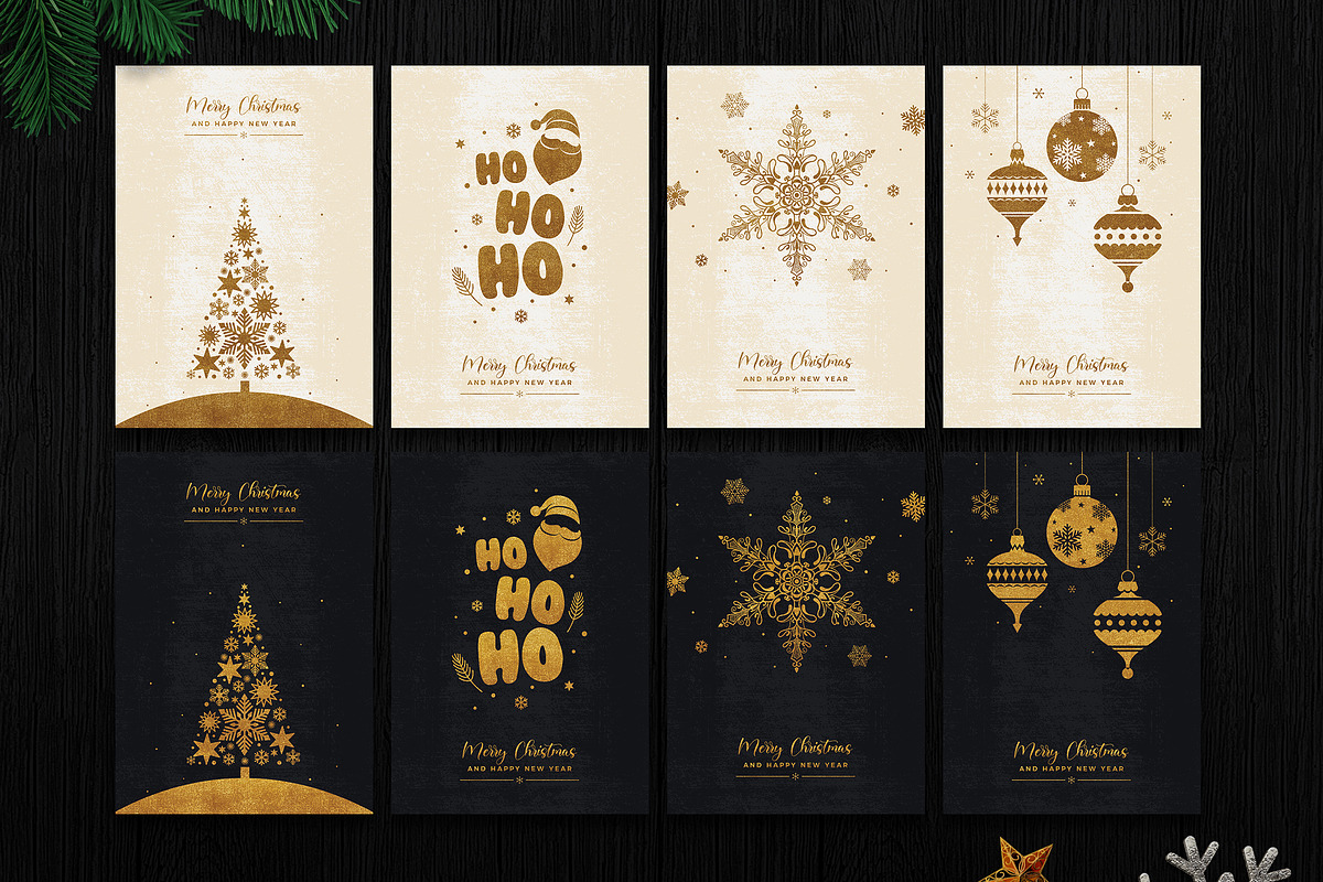 Gold Christmas Card / Invitation, a Print Template by DesignWorkz