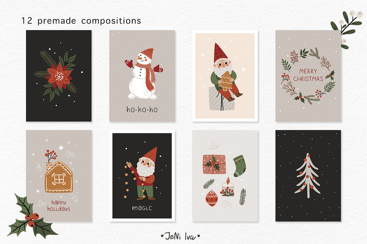 Christmas Gnomes & Holiday Clipart, a Decorative Illustration by Jenny Quince (Photo 5 of 11)