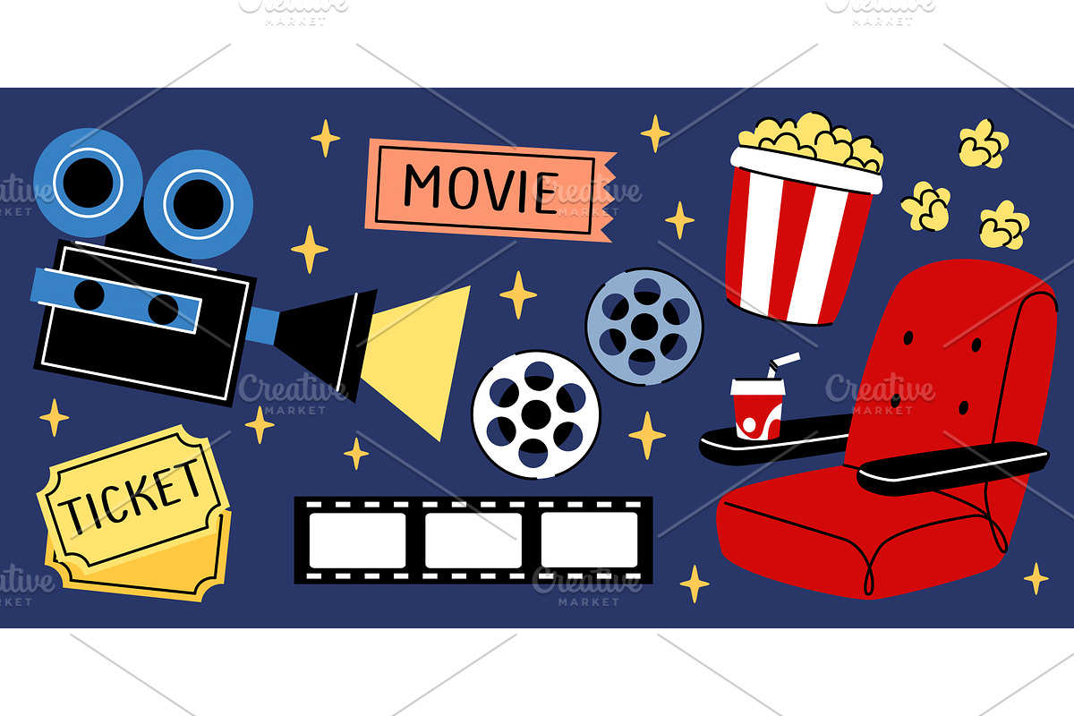 Cinema doodle collection, a Sport Illustration by art PVP - market