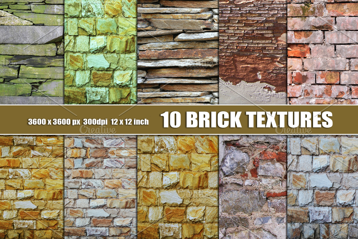 Brick Texture Backgrounds set of 10