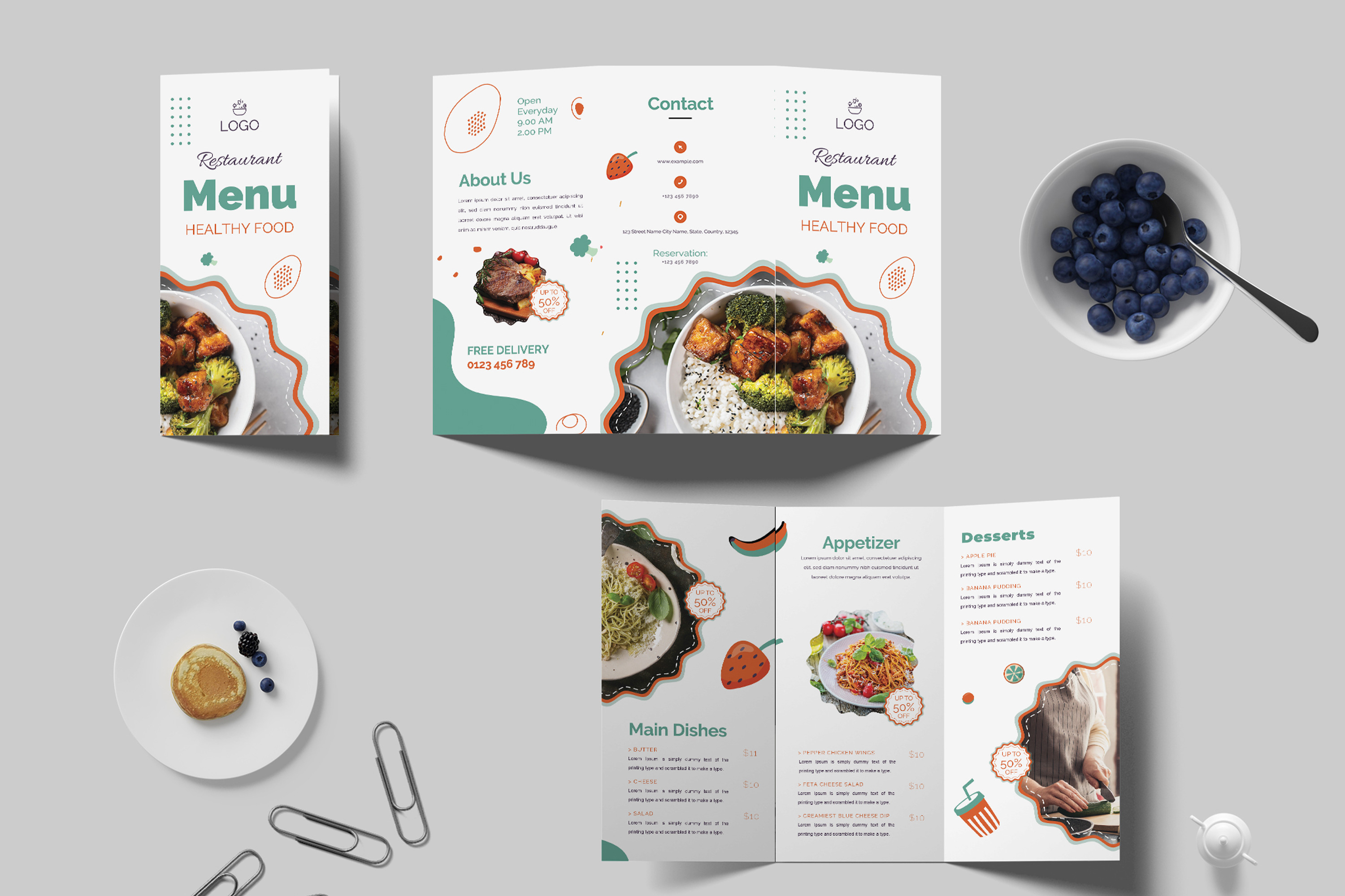 Restaurant Menu Trifold Brochure
