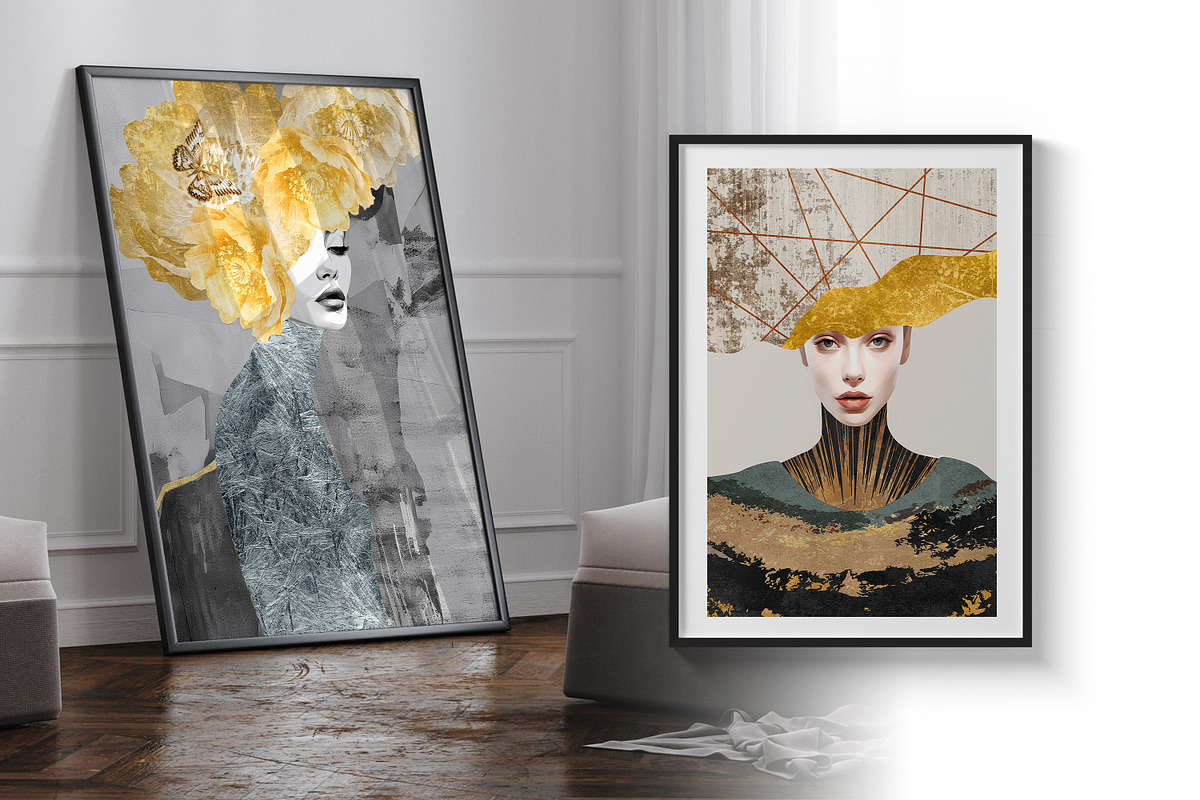Golden female print poster, a Decorative Illustration by Muzi pear studio (Photo 5 of 10)