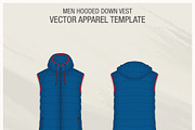 Men Hooded Down Vest Fashion Flat, an Illustration by VECFASHION (Thumbnail 1 of 3)