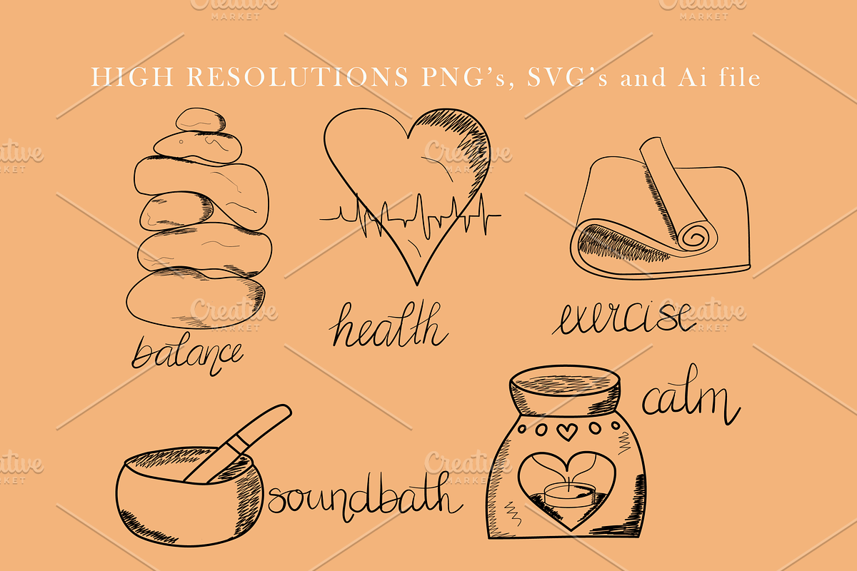 Self Care Vector Illustrations/Icons, a Healthcare Illustration by Mindful & Curious Design (Photo 2 of 7)