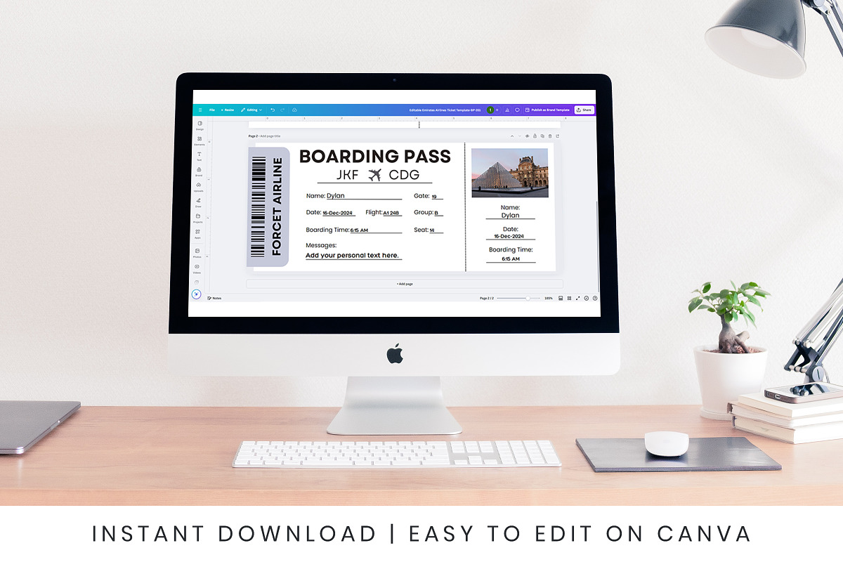 Emirates Airlines Ticket Canva PDF, a Card Template by Snapybiz (Photo 5 of 6)