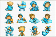 Baby Boy Clipart, Blue Teddy Bear Cl, an Illustration by Sublimation Artist (Thumbnail 3 of 6)