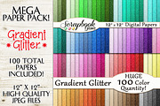 100 Colors Glitter Ombre Papers, a Pattern Graphic by Scrapbook Gems (Thumbnail 1 of 2)