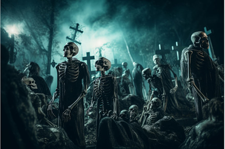 Chilling Skeletons cemetery risen, an Abstract Photo by Ylivdesign