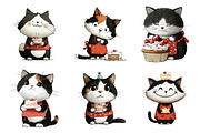 Cute Cat With Cake Clipart, an Illustration by DreamArtGraphic (Thumbnail 3 of 4)