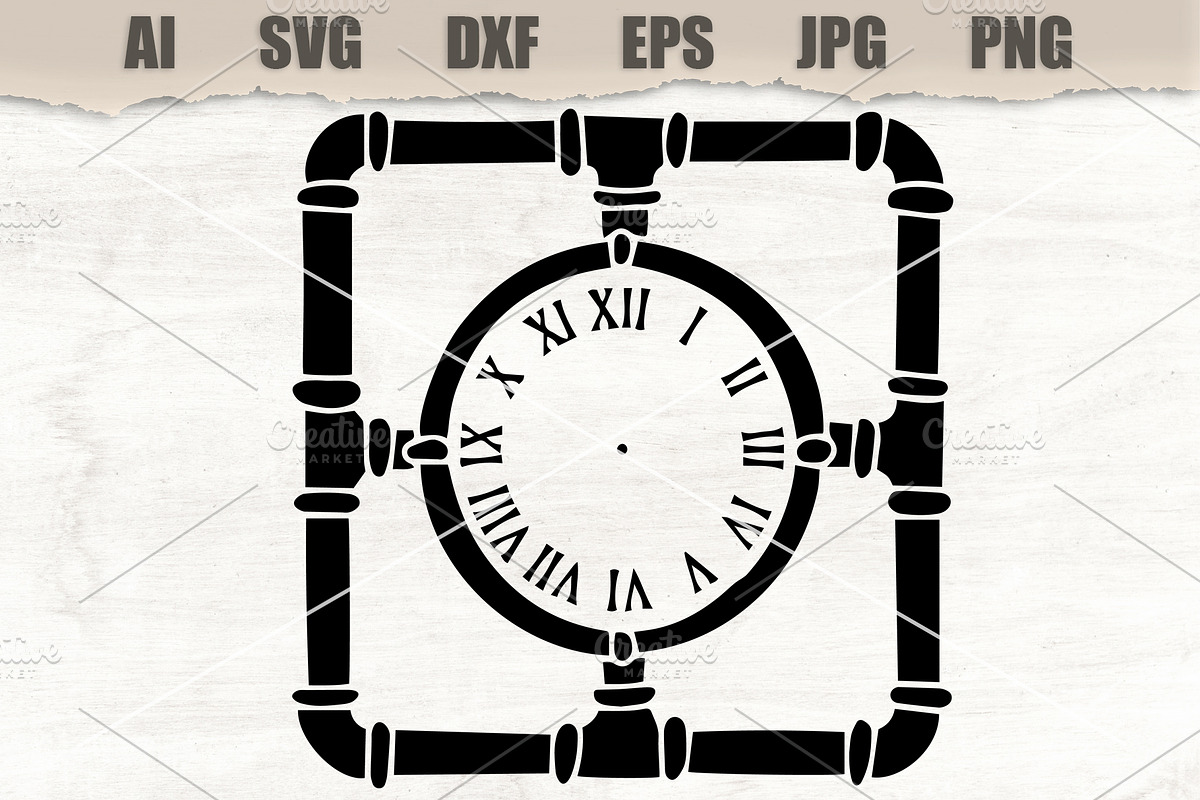 Stencil Clockin a frame of pipes, a Technology Illustration by MARYCRAFTIRIA (Photo 1 of 3)