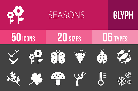 50 Seasons Glyph Inverted Icons