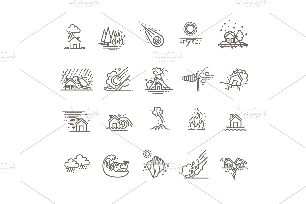 Natural Disaster icons, an Object Illustration by Tettygreen