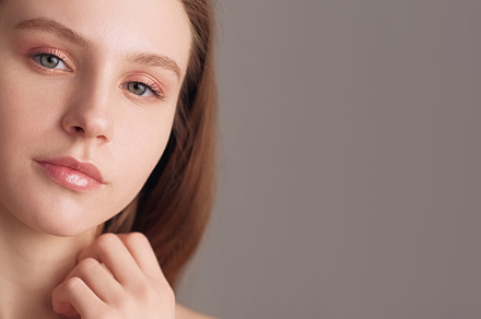 Smooth skin nude makeup woman eyeshadow lipstick, a Beauty & Fashion Photo by Photo Drive Studio