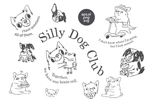 Silly Dogs hand drawn prints, an Illustration by Anastasiya Klempach