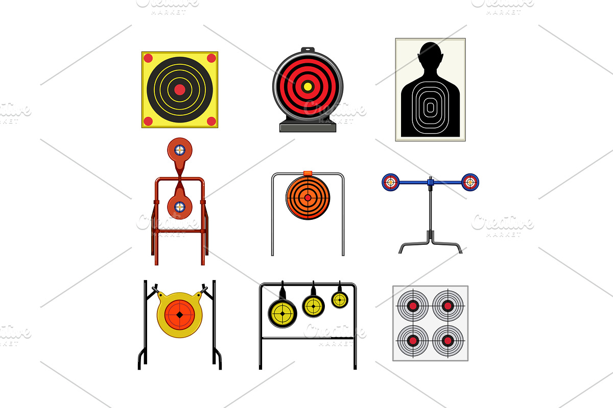 shooting target set cartoon vector, an Object Illustration by pikepicture