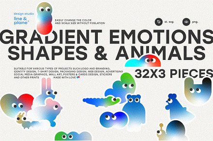 Gradient Emojis Shapes 32 Pieces, an Object Graphic by line & plane