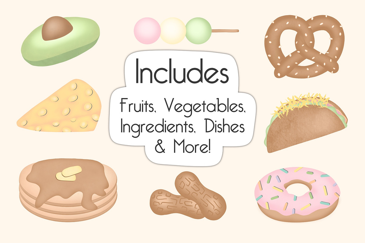 Pastel Food Clip Art - 64 PNGs, an Emoji Icon by Bujo Studio (Photo 2 of 3)