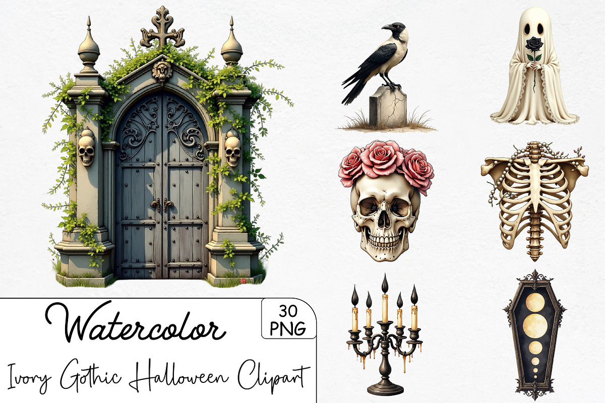 Ivory Gothic Halloween Clipart, an Illustration by CrexoraLab (Photo 1 of 5)