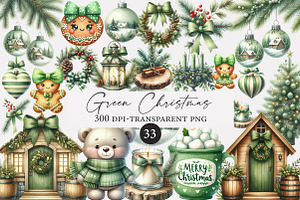Green Christmas Clipart, an Illustration by Designworld