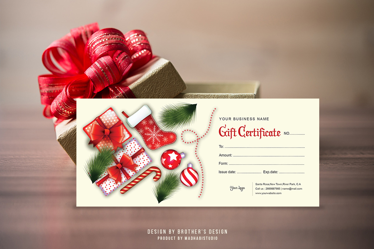 Gift Certificate Card Template, a Card Template by Madhabi Studio