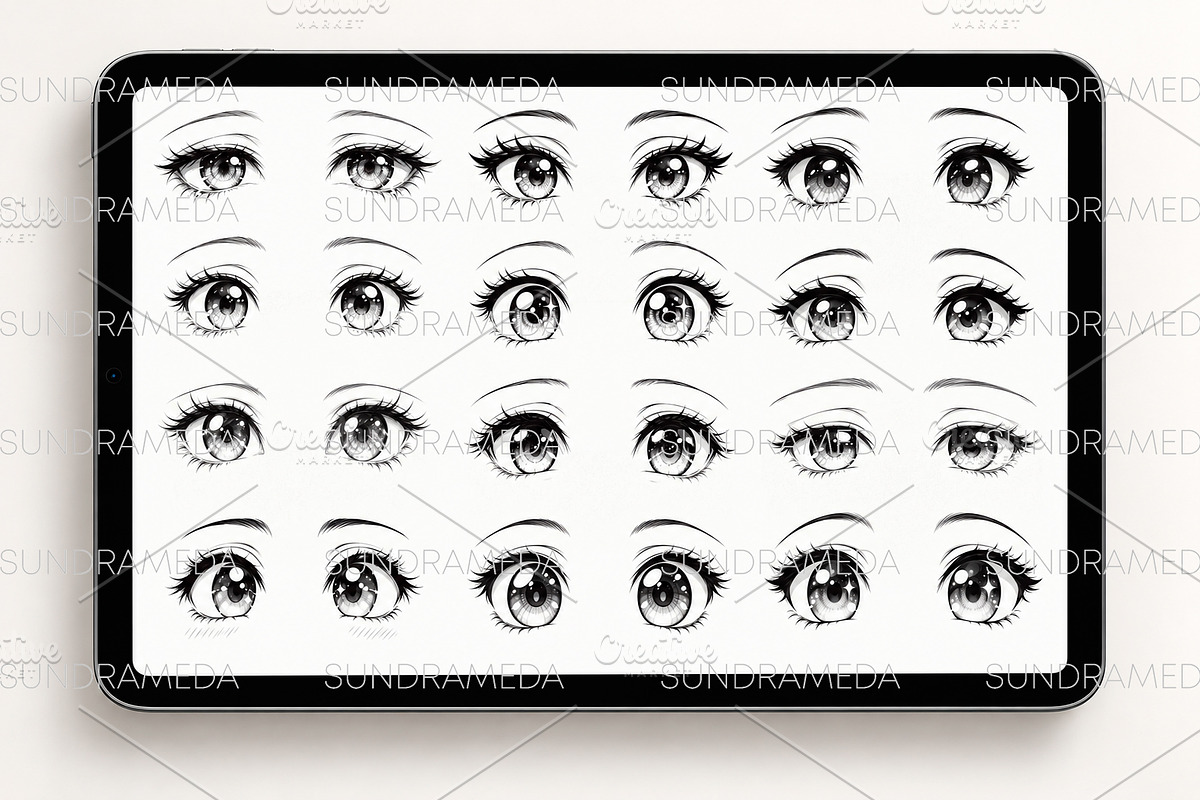 Anime & Manga Eyes Procreate Stamps, a Brush Add-On by sundrameda (Photo 2 of 12)