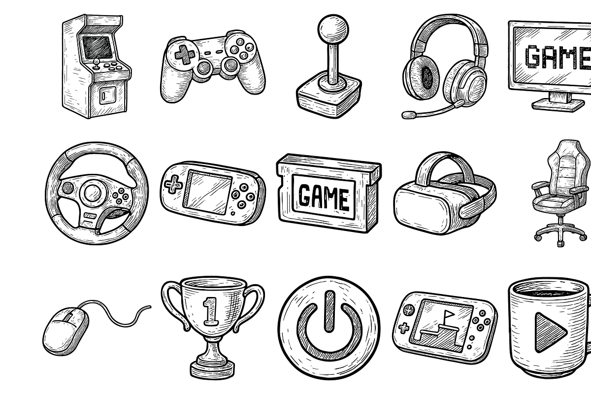 Gaming Equipment Icons, an Object Graphic by nikagraphic