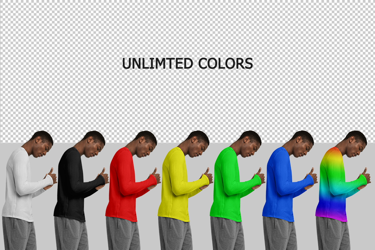 Long Sleeved T-Shirt (African Model), a Shirt Mockup by Mock-up Store (Photo 5 of 5)