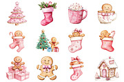 Pink Gingerbread Clipart Bundle, a Seasonal Illustration by CitraGraphics (Thumbnail 3 of 7)
