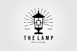 garden lamp sunburst logo, an Outline Icon by Rizkaarishandy_shop