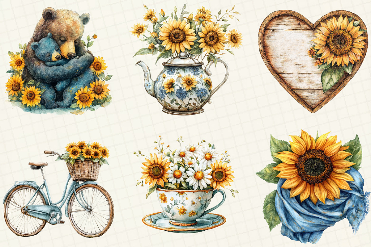 Sunflower Mother's Day Clipart, an Illustration by OK Design (Photo 2 of 5)
