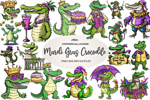 Mardi Gras Crocodile Clipart, an Illustration by CreationArt