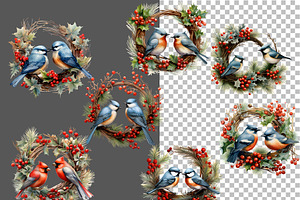 Christmas Wreath With Birds