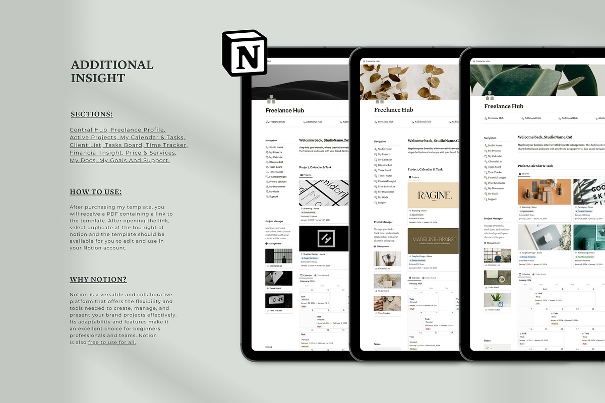 Notion Freelance Dashboard Hub, a Templates & Theme by Swyn.Studio (Photo 10 of 10)