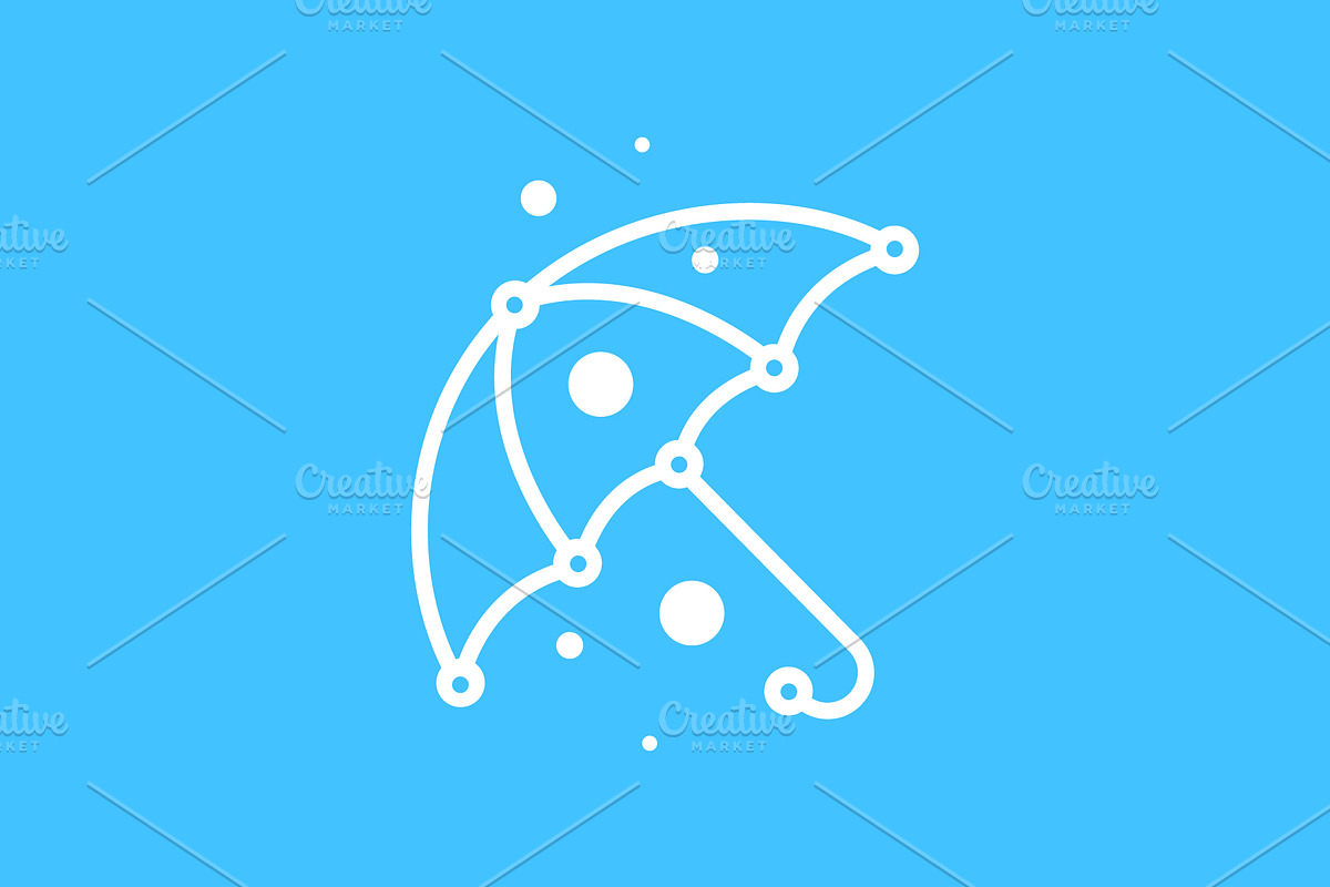 raining umbrella technology logo, a Branding & Logo Template by devastd