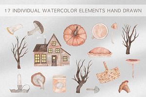 Watercolor Cozy Autumn Clipart