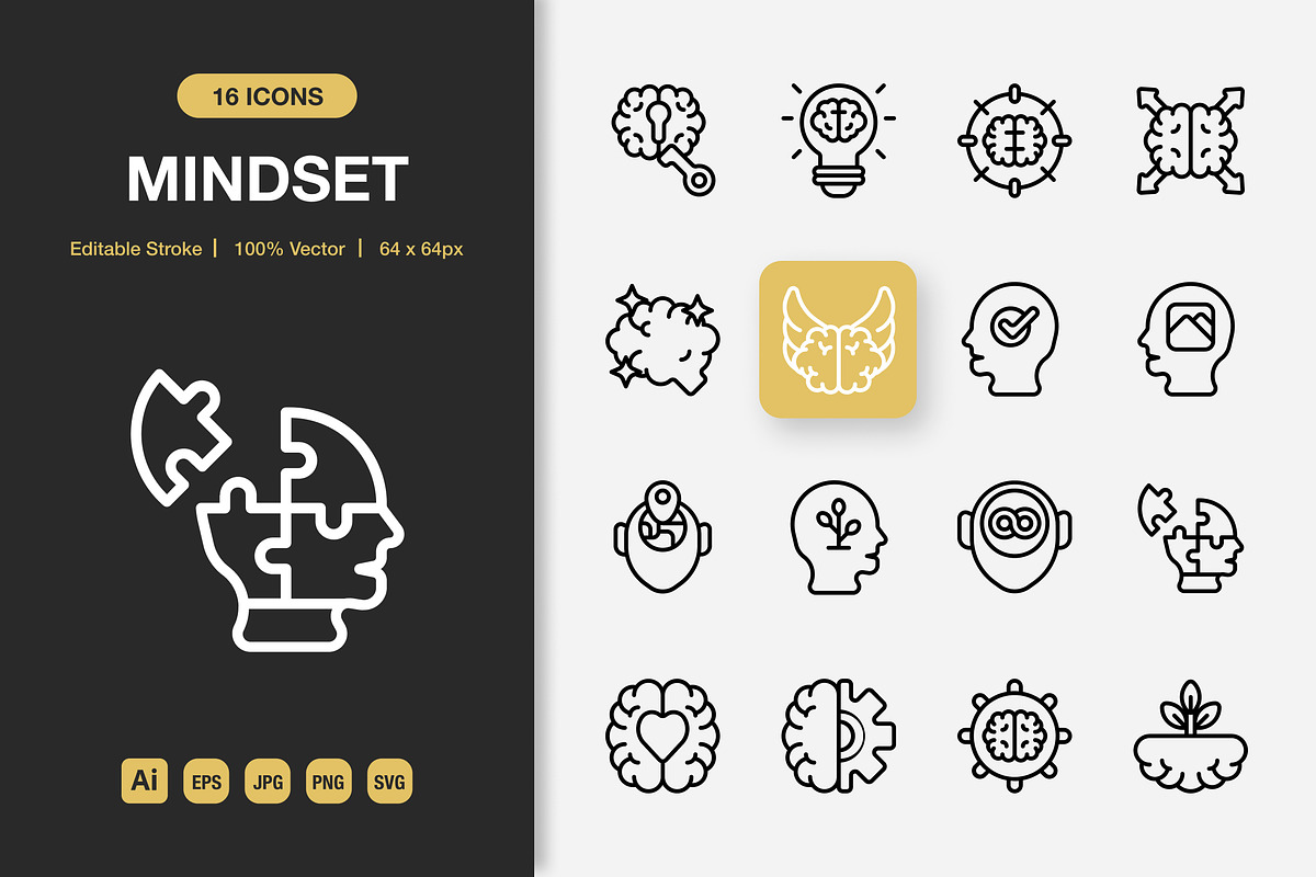 Mindset Outline Icons, an Outline Icon by Spacepixel Creative