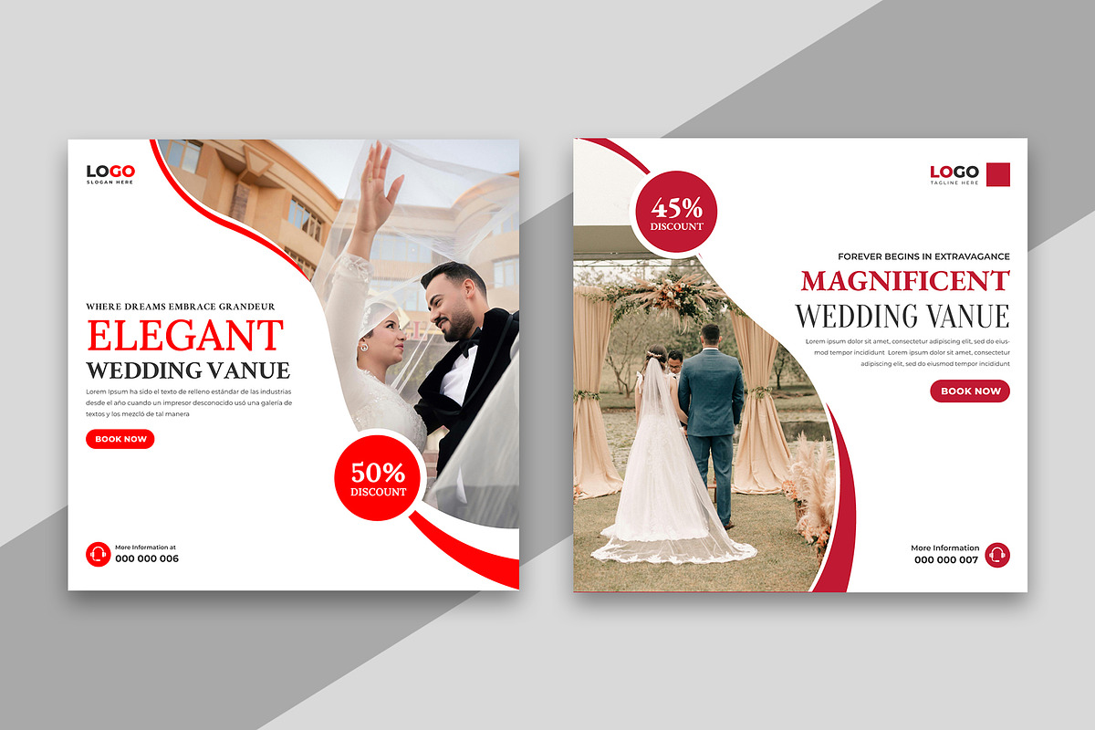 Wedding Venue Social Media Post, a Social Media Template by Designgrove (Photo 1 of 3)