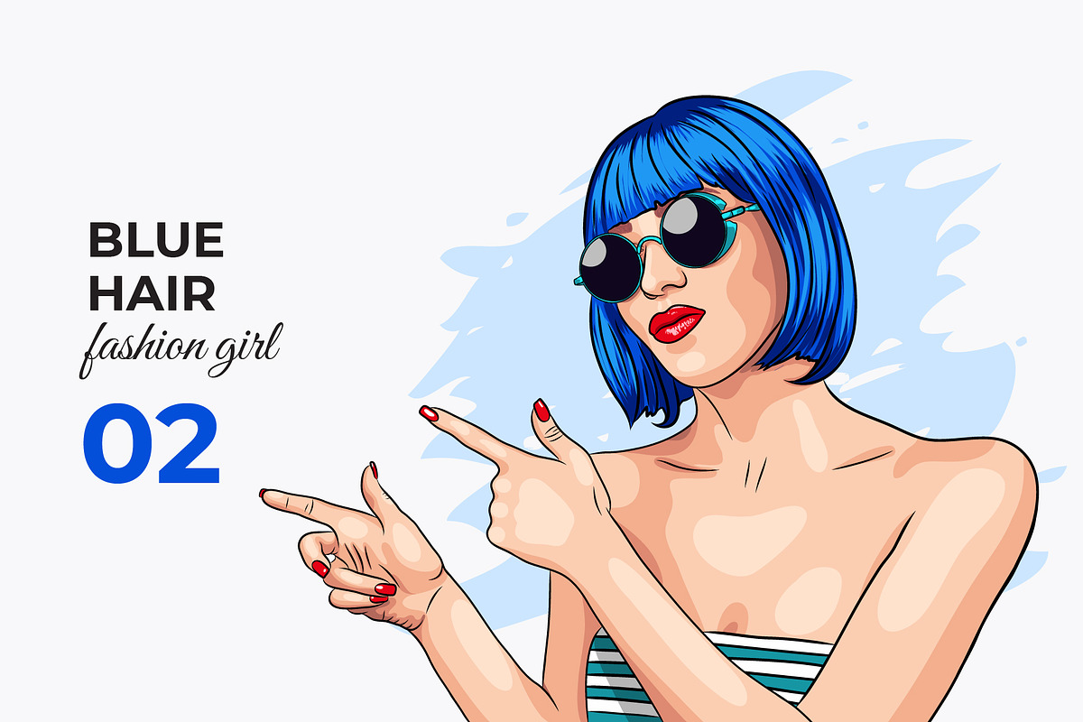 Vector Blue Hair Girl, a Person Illustration by Iryna Denysova (Photo 3 of 4)
