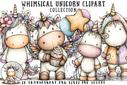 Whimsical Unicorn Clipart, an Illustration by OK Design (Thumbnail 1 of 6)