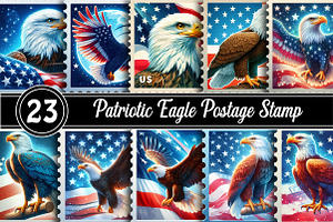 Patriotic Eagle Postage Stamp Png, an Illustration by RobertsArt