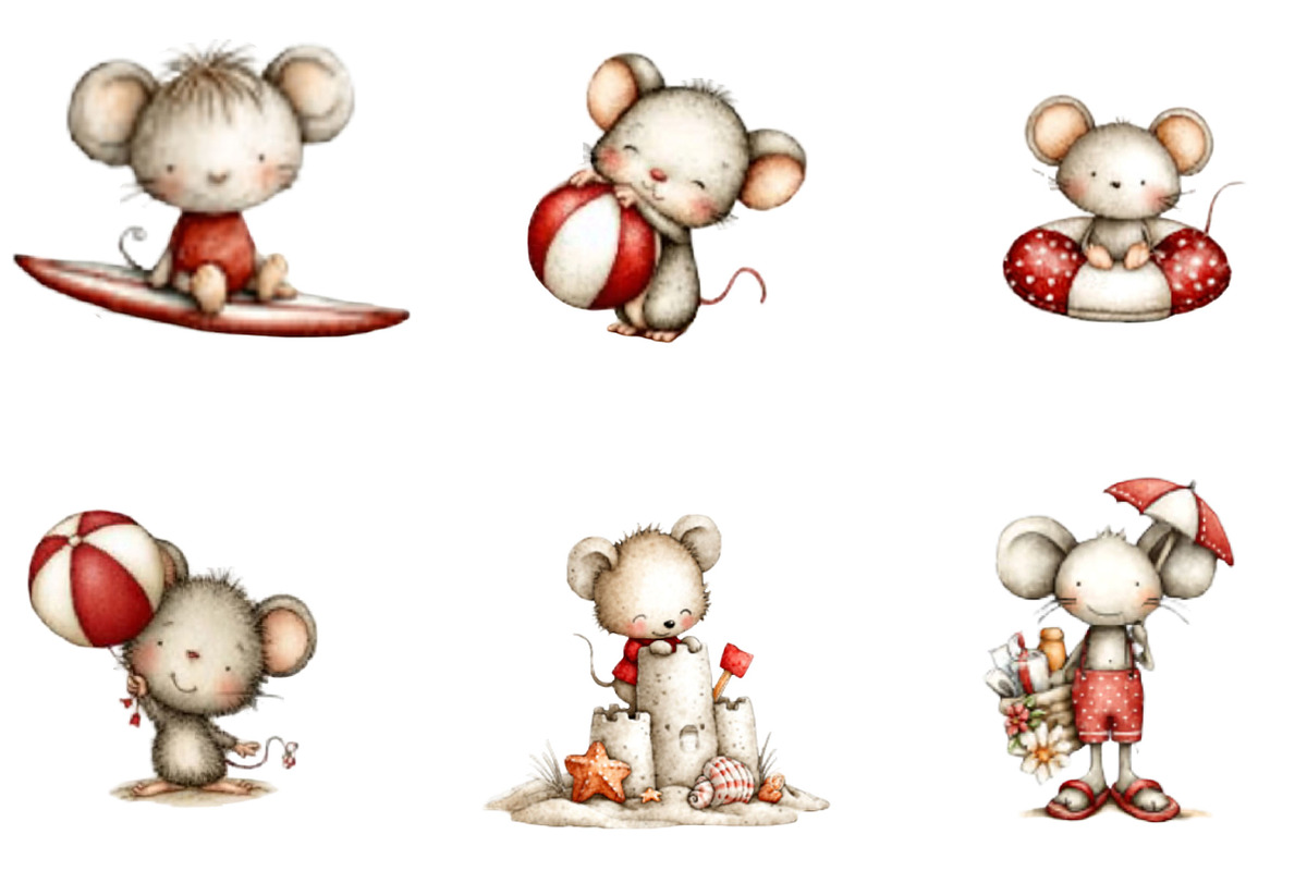 Watercolor Beach Mouse Clipart, a Seasonal Illustration by Designking (Photo 3 of 5)