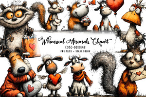 Valentines Whimsical Animals Clipart, an Illustration by CreationArt