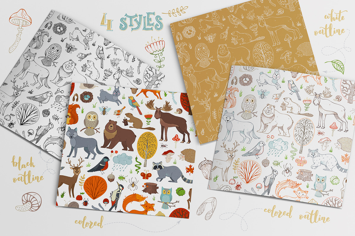 Autumn Woodland Seamless Patterns, a Pattern Graphic by MaljukArt (Photo 6 of 14)