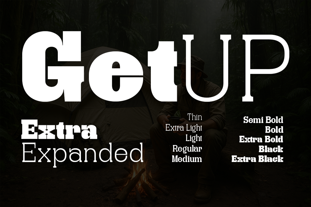 GetUp – Extra Expanded, a Slab Serif Font by groens (Photo 1 of 5)
