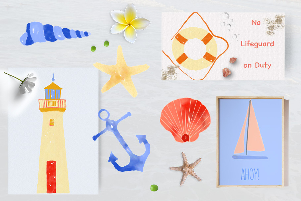 Aquatica watercolor ocean clipart, an Illustration by Inez Jestine (Photo 3 of 5)